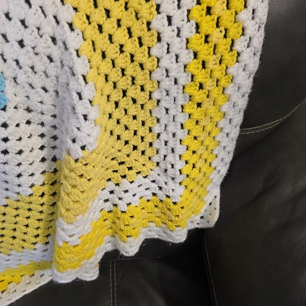 Vintage Handmade Afghan Knit Crochet‎ Maw Maw Blanket Throw 44 X 44